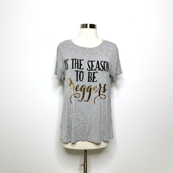 Gaze Womens Top Medium Gray Tis The Season To Be Preggers - Picture 1 of 6